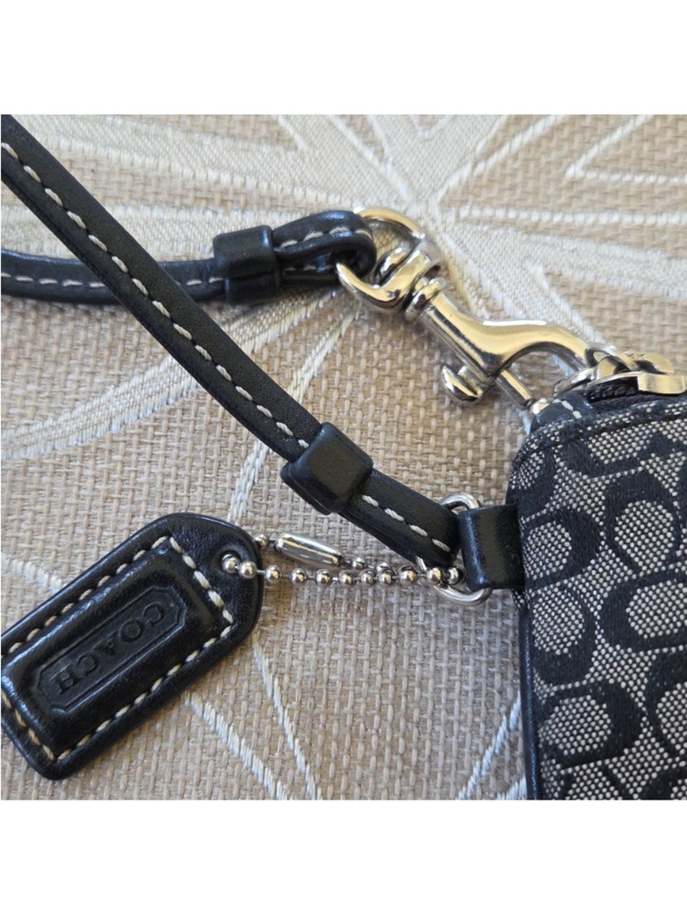 Coach Black and Khaki Signature Canvas Wristlet - Picture 5 of 6